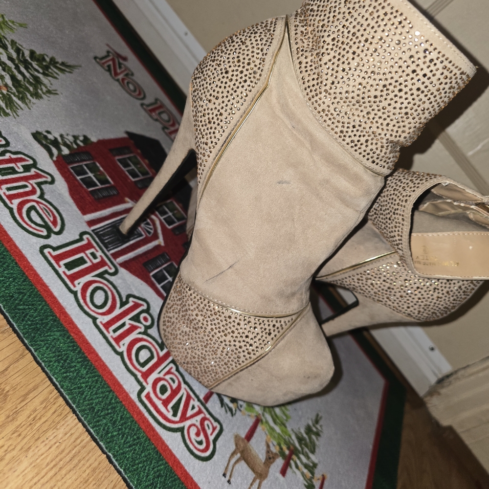 Elegant Tan High Heel Ankle Boots
